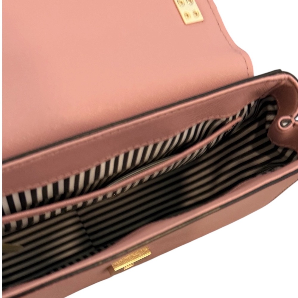 Kate Spade Laurel Way Carsen Leather Crossbody Saddle Bag Dusty Pink Mauve Gold - Picture 5 of 11